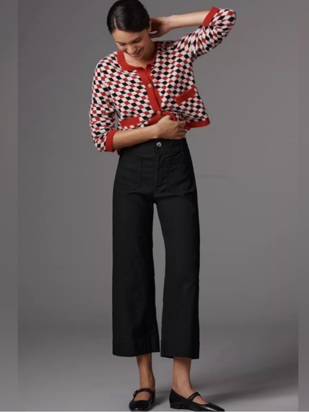 Anthropologie Maeve Colette Black Wide-Leg Cropped Pants